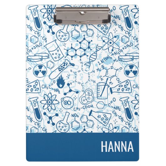Chemistry Doodle Pattern Personalized Name Klembord (Voorkant)