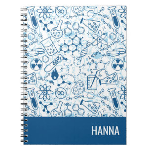 Chemistry Doodle Pattern Personalized Name Notitieboek