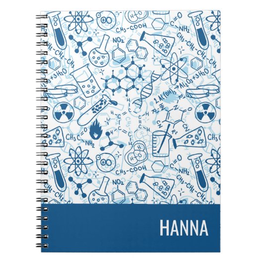 Chemistry Doodle Pattern Personalized Name Notitieboek (Voorkant)