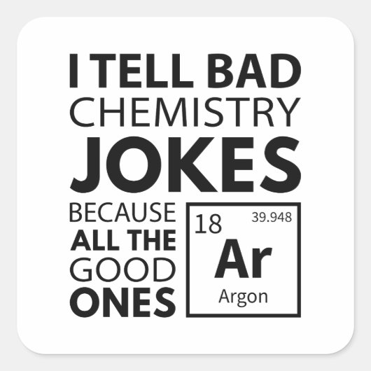 Chemistry Jokes Argon Vierkante Sticker (Voorkant)