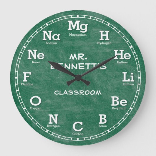 Chemistry Science Chalkboard  Clock Grote Klok (Voorkant)