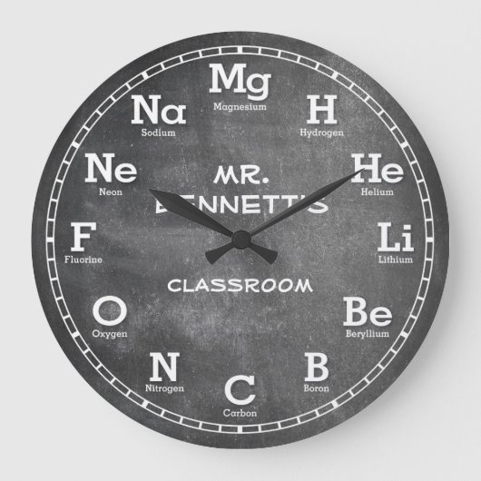 Chemistry Science Chalkboard  Clock Grote Klok (Voorkant)