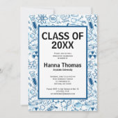 Chemistry Science Doodles Afstuderen Invitation Kaart (Voorkant)