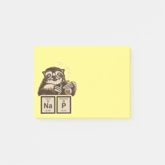 Chemistry sloth heeft een dutje ontdekt post-it® notes (Voorkant)