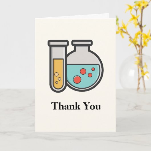 Chemistry Test Tube en Beaker Dank u Kaart (Gele Bloem)