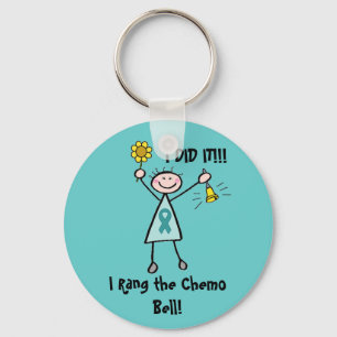 Chemo Bell - Ovarian Cancer Blauwgroen Ribbon Sleutelhanger