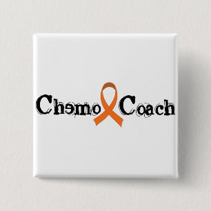 Chemo Coach - Oranje lint Vierkante Button 5,1 Cm