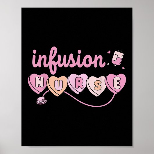 Chemo-infusie Verpleegkundige Valentijnsdag Hart O Poster (Voorkant)