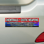 Chemtrails = exotische wapens bumpersticker (Op auto)