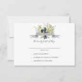 Chêne clair et fleurs bleues Mariage RSVP (Devant)