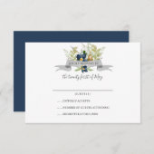 Chêne clair et fleurs bleues Mariage RSVP (Devant / Derrière)