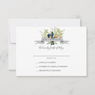 Chêne clair et fleurs bleues Mariage RSVP