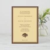 Chêne jaune brun faire-part de mariage simple (Debout devant)