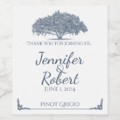 Chêne Mossy en Mariage Bleu Étiquette de vin (Étiquettes simples)