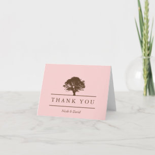 Chêne rose carte de remerciements personnalisée