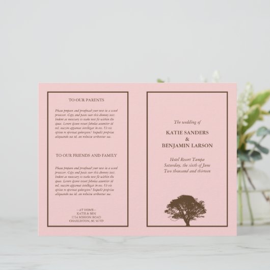 Chêne rose éternel brun programme de mariage simpl (Debout devant)