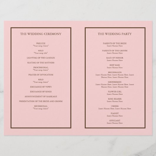 Chêne rose éternel brun programme de mariage simpl (Dos)