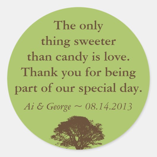 Chêne vert brun mariage cote favoriser étiquette (Devant)