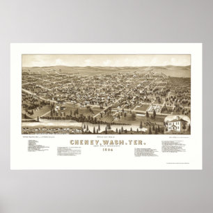 Cheney, WA Panoramic Map - 1884 Poster
