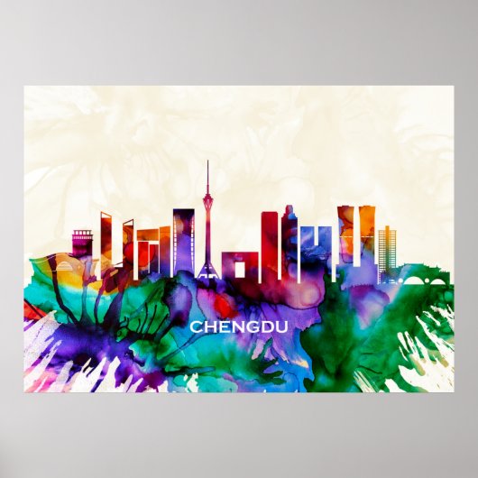 Chengdu Skyline Poster (Voorkant)