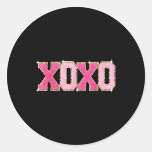 Chenille Patch Sparkling Xoxo Valentijnsdag Ronde Sticker