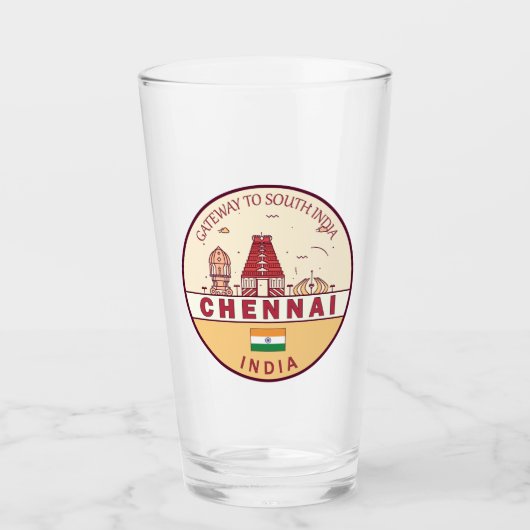 Chennai India City Skyline Embleem Glas (Voorkant)