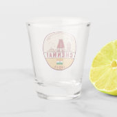 Chennai India City Skyline Embleem Shot Glas (Achterkant)