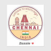 Chennai India City Skyline Embleem Sticker (Vel)