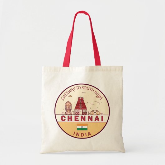 Chennai India City Skyline Embleem Tote Bag (Voorkant)