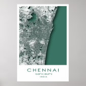 Chennai Map Poster| Madras| Tamil Nadu| India Poster (Voorkant)