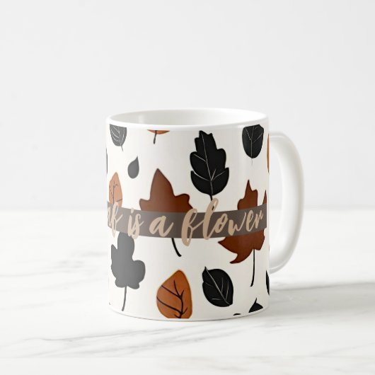 Chèque d'automne Motif Feuille - Mug de texte pers (Devant droit)