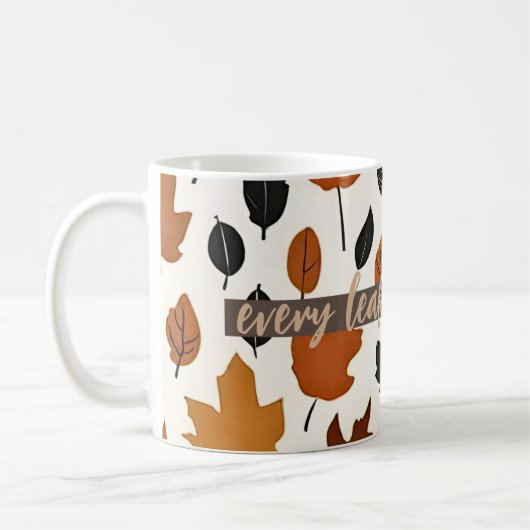 Chèque d'automne Motif Feuille - Mug de texte pers (Gauche)
