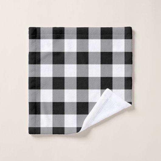 Chèque de bison noir et blanc (Gant de toilette)