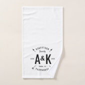 Chèque de bison noir et Monogramme d'arche de ferm (Serviette à main)