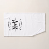 Chèque de bison noir et Monogramme d'arche de ferm (Serviette à main)