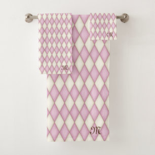 Chèque en diamant rose Monogrammes Personnalisés F