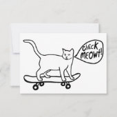 Chèque Meowt Punny Skateboard Chat Carte noire (Devant)