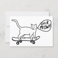 Chèque Meowt Punny Skateboard Chat Carte noire