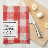 Chèque rouge nom de la boulangerie Serviettes de c (Quart Plié)