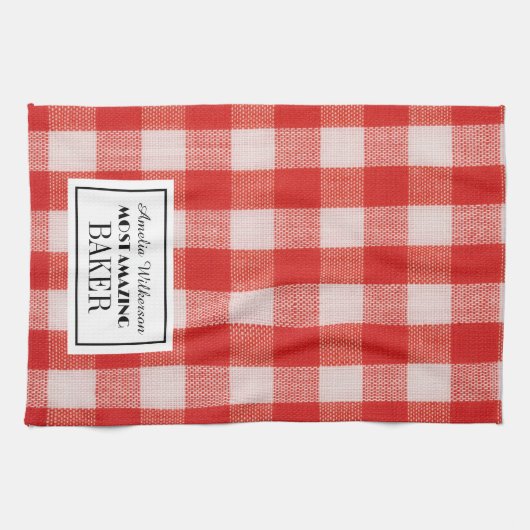 Chèque rouge nom de la boulangerie Serviettes de c (Horizontal)