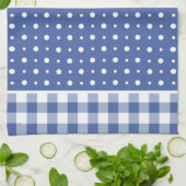 Chèque Serviette de cuisine ou de thé, Pois bleus (Plié)