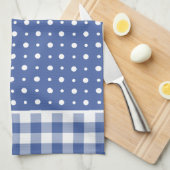 Chèque Serviette de cuisine ou de thé, Pois bleus (Quart Plié)