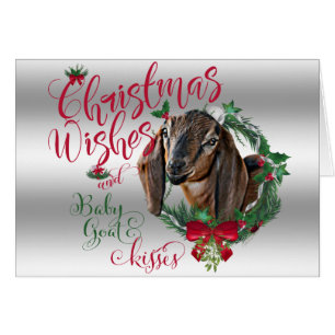 CHÈQUE voeux de Noël Bébé Chèvre Baisers Nubian
