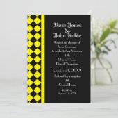 ChequerBoard Ebony (Jaune) Faire-part de mariage (Debout devant)