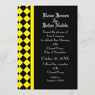 ChequerBoard Ebony (Jaune) Faire-part de mariage