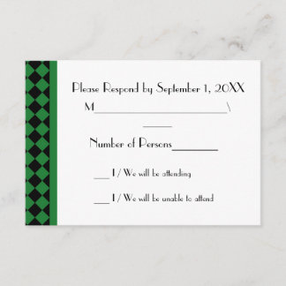 ChequerBoard (groen/zwart) RSVP-kaart RSVP Kaartje