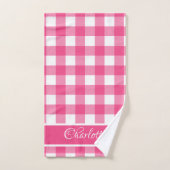 Chèques de bison blanc Rose rose moderne (Serviette à main)