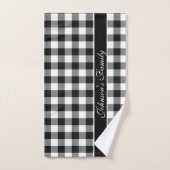 Chèques de buffles noirs et blancs modernes Famill (Serviette à main)