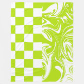 Cheques en Swirls in Lime Groen en Wit Fleece Deken (Voorkant)