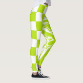 Cheques en Swirls in Lime Groen en Wit Leggings (Rechts)